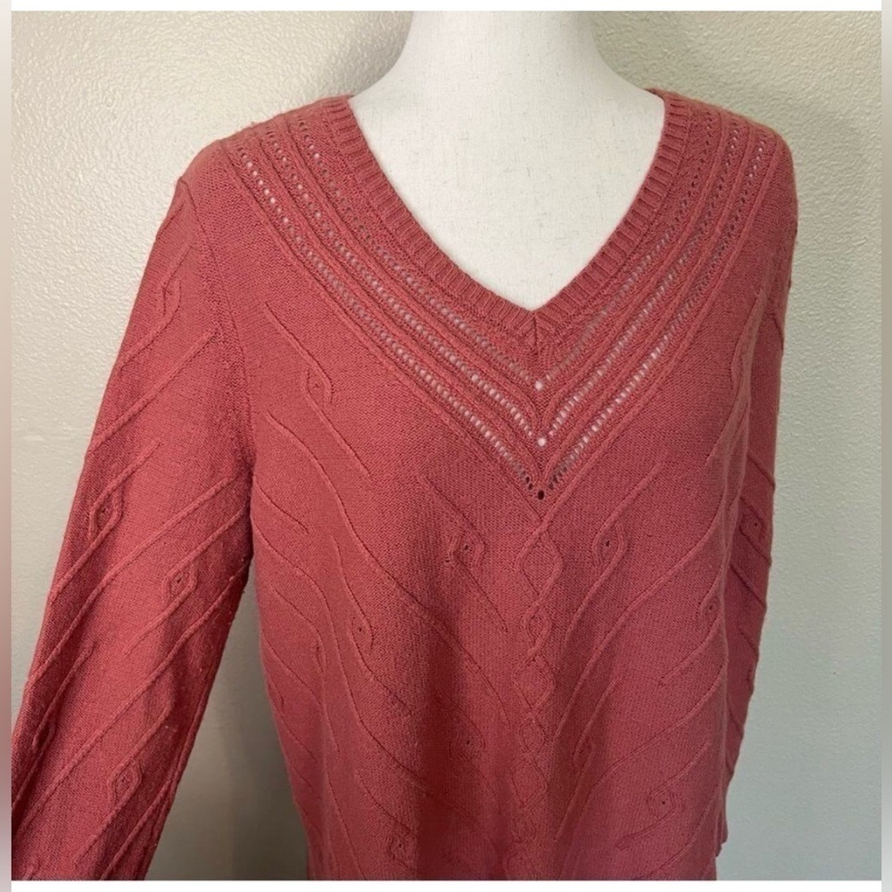 SoftโSurroundings Wool Blend Orange Knit Sweater Size XS